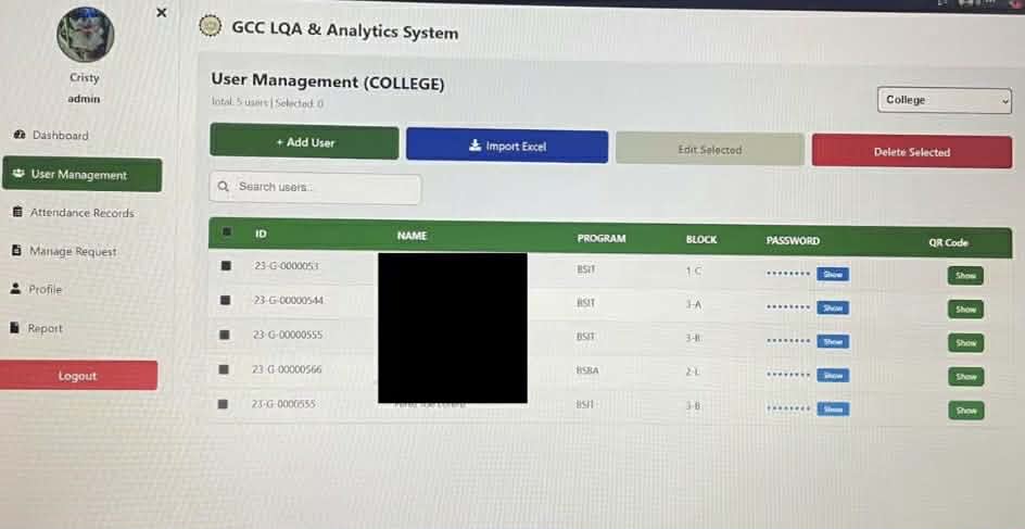 Library QRCode Attendance(LQA)